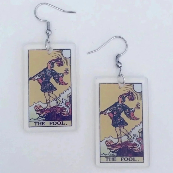 “The Fool” Tarot Card Handmade Drop Earrings - Picture 2 of 4